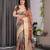 Cream handloom linen floral printed saree with blouse