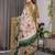 Olive handloom linen floral printed saree with blouse