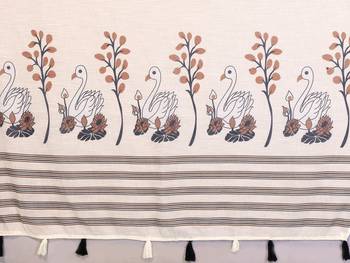 Soft linen cotton printed saree
with cotton tassles on pallu 
matching blouse 5