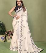 Soft linen cotton printed saree
with cotton tassles on pallu 
matching blouse