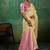 Pastel yellow & pink zari woven linen silk blend saree with floral motifs