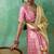 Pastel yellow & pink zari woven linen silk blend saree with floral motifs