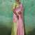 Pink & olive green zari woven linen silk bend saree with floral motifs