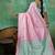 Pink & mint green zari woven linen silk bend saree with floral motifs