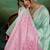 Mint green & pink zari woven linen silk bend saree with floral motifs