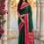 Dark green & rani pink zari woven banarasi silk blend saree