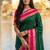 Dark green & rani pink zari woven banarasi silk blend saree