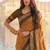 Rust & brown zari woven banarasi silk blend saree