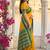 Mustard & green zari woven banarasi silk blend saree