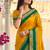 Mustard & green zari woven banarasi silk blend saree