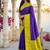 Purple & lime green zari woven banarasi silk blend saree
