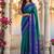 Teal & royal blue zari woven banarasi silk blend saree