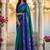 Teal & royal blue zari woven banarasi silk blend saree
