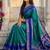 Teal & royal blue zari woven banarasi silk blend saree
