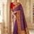 Purple banarasi silk blend saree with paithani floral pallu
