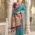 Aqua blue banarasi silk blend saree with paithani floral pallu