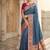 Steel blue banarasi silk blend saree with paithani floral pallu