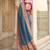 Steel blue banarasi silk blend saree with paithani floral pallu