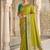 Olive green banarasi silk blend saree with paithani floral pallu