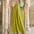 Olive green banarasi silk blend saree with paithani floral pallu