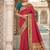 Red banarasi silk blend saree with paithani floral pallu