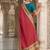 Red banarasi silk blend saree with paithani floral pallu