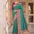 Teal banarasi silk blend saree with paithani floral pallu