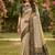 Beige cotton-silk blend saree with contrast black zari border