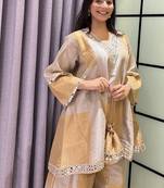 grey color cording embroidery and mirror work tissue lace border