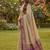 Beige cotton-silk blend saree with contrast purple zari border