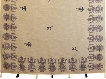 Soft linen cotton printed saree
with cotton tassles on pallu 
matching blouse 5