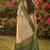 Beige cotton-silk blend saree with contrast dark green zari border