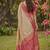 Beige cotton-silk blend saree with contrast rani pink zari border