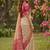 Beige cotton-silk blend saree with contrast rani pink zari border