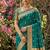 Teal banarasi silk blend saree with peacock paithani border