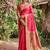 Rani pink banarasi silk blend saree with peacock paithani border
