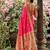 Rani pink banarasi silk blend saree with peacock paithani border