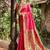 Rani pink banarasi silk blend saree with peacock paithani border