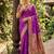 Purple banarasi silk blend saree with peacock paithani border