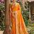 Orange banarasi silk blend saree with peacock paithani border