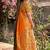 Orange banarasi silk blend saree with peacock paithani border