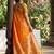 Orange banarasi silk blend saree with peacock paithani border