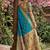 Aqua blue banarasi silk blend saree with peacock paithani border