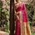 Dark magenta banarasi silk blend saree with peacock paithani border