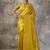 Mustard yellow kanjivaram silk blend zari woven saree with unstiched blouse