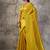 Mustard yellow kanjivaram silk blend zari woven saree with unstiched blouse