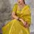 Mustard yellow kanjivaram silk blend zari woven saree with unstiched blouse