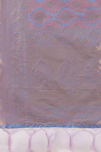Lavender kanjivaram silk blend zari woven saree with unstiched blouse
