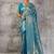 Light blue kanjivaram silk blend zari woven saree with unstiched blouse