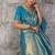 Light blue kanjivaram silk blend zari woven saree with unstiched blouse